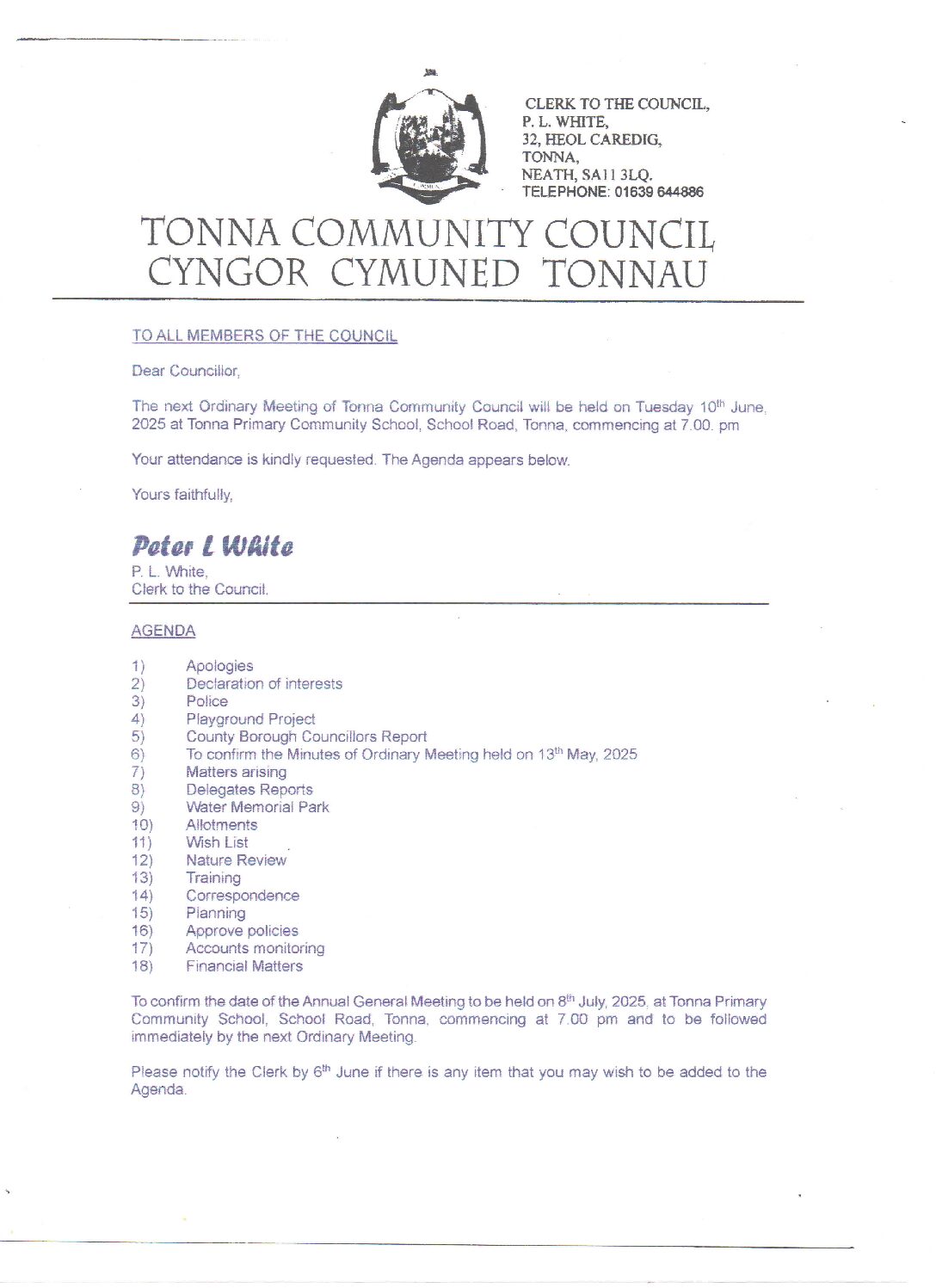 June 25 – Notice of Meeting